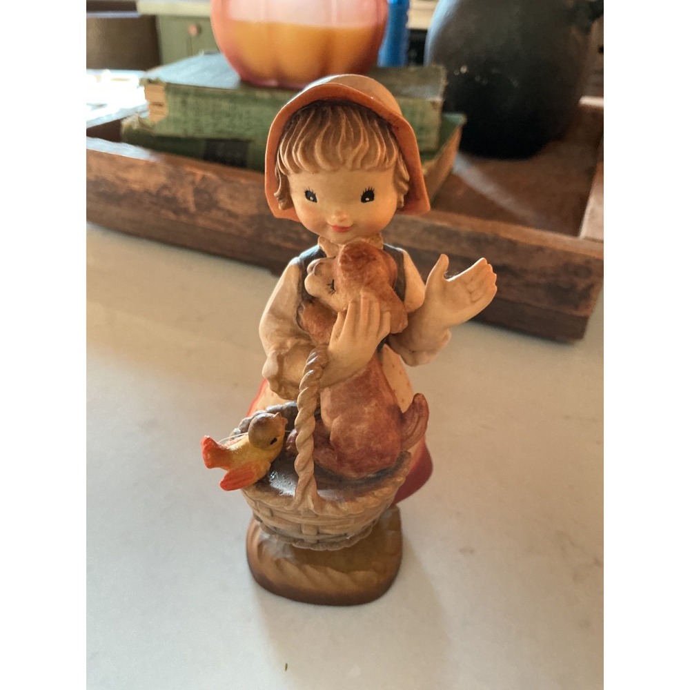 Vintage ANRI Woodcarving "Wanderers Return" 6 1/2" Excellent!! 659/2250 Girl/Dog